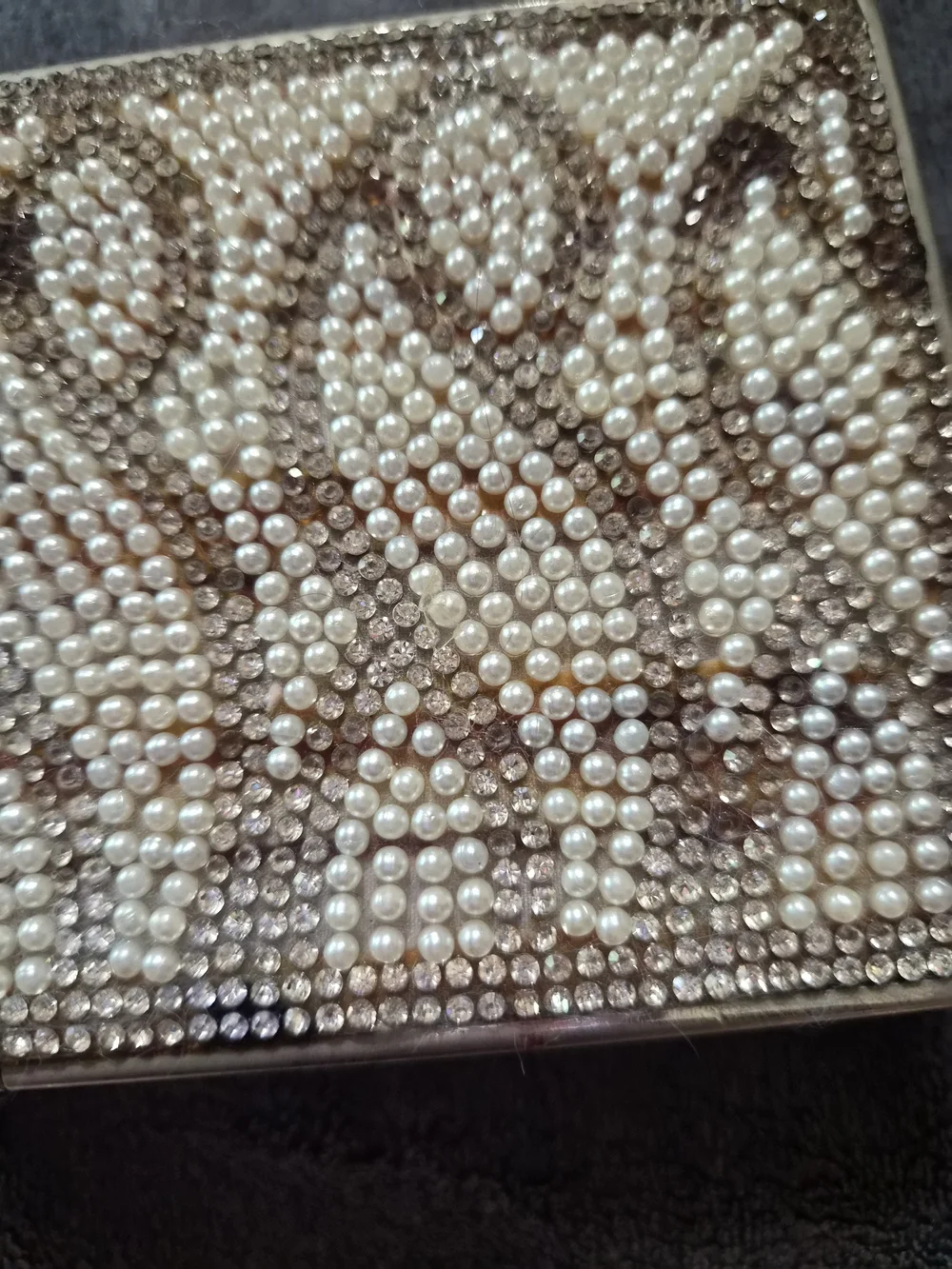 Kate Landry Crystal Embellished Beige and Irradecent Women’s Clutch